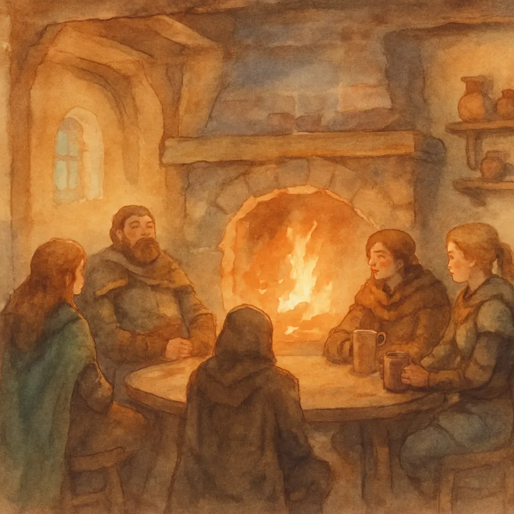 Watercolor style fantasy scene